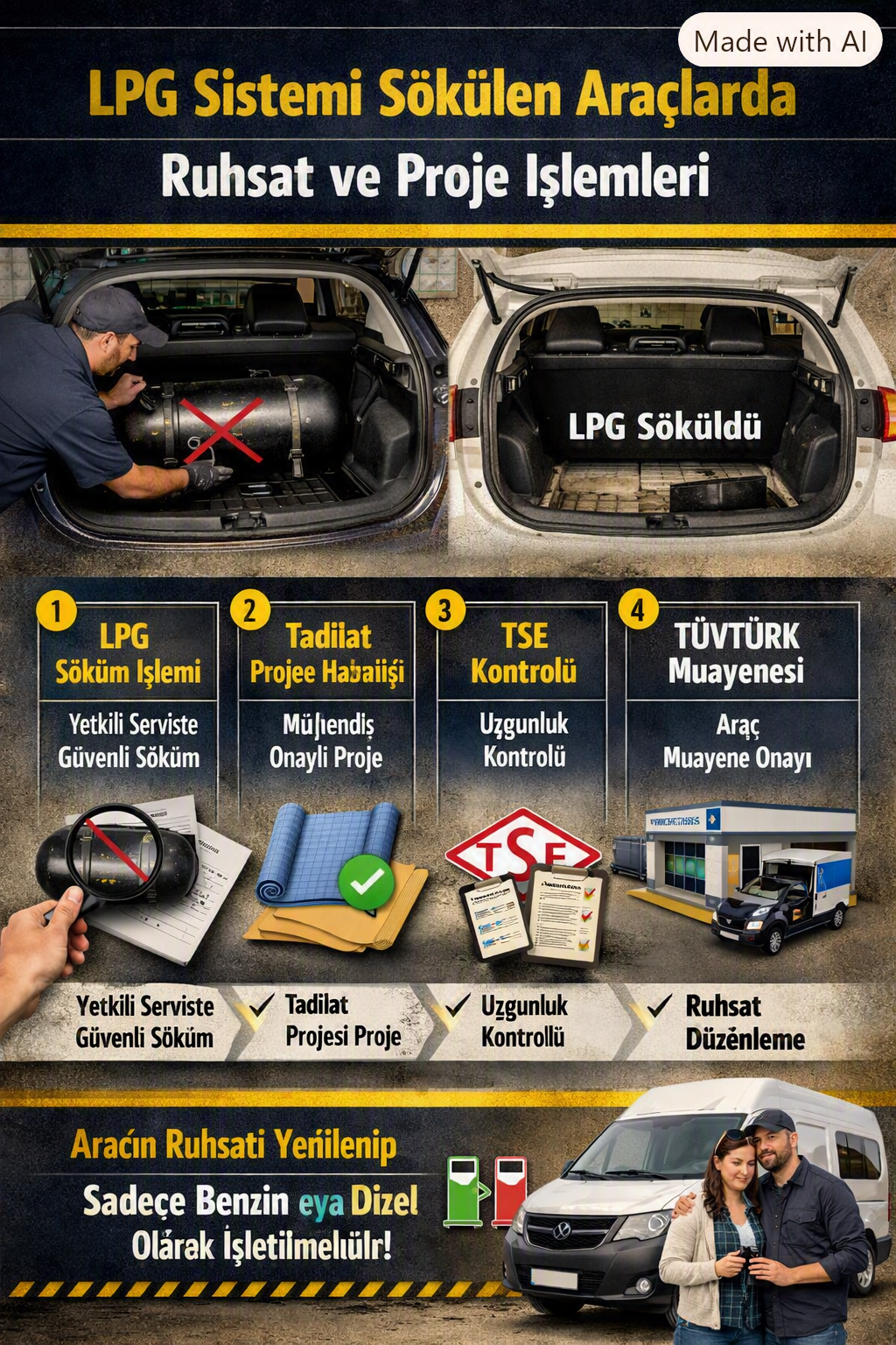 LPG Sistemi Sökülen Araçlarda Ruhsat ve Proje İşlemleri