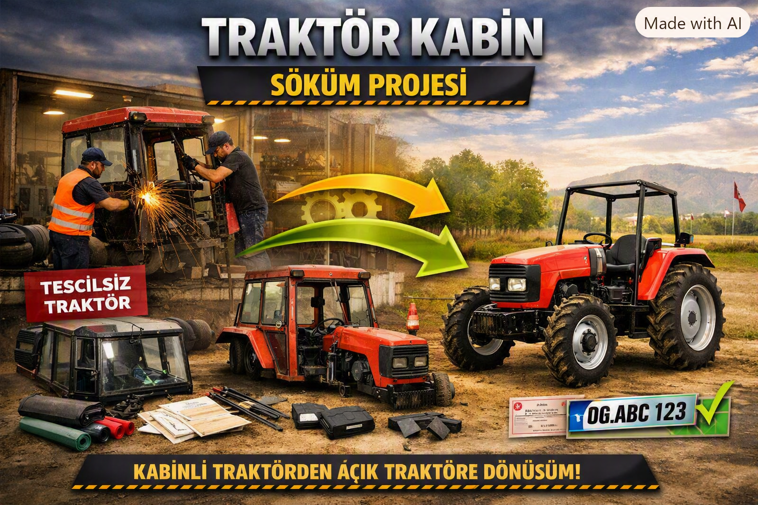 Traktör Kabin Söküm Projesi
